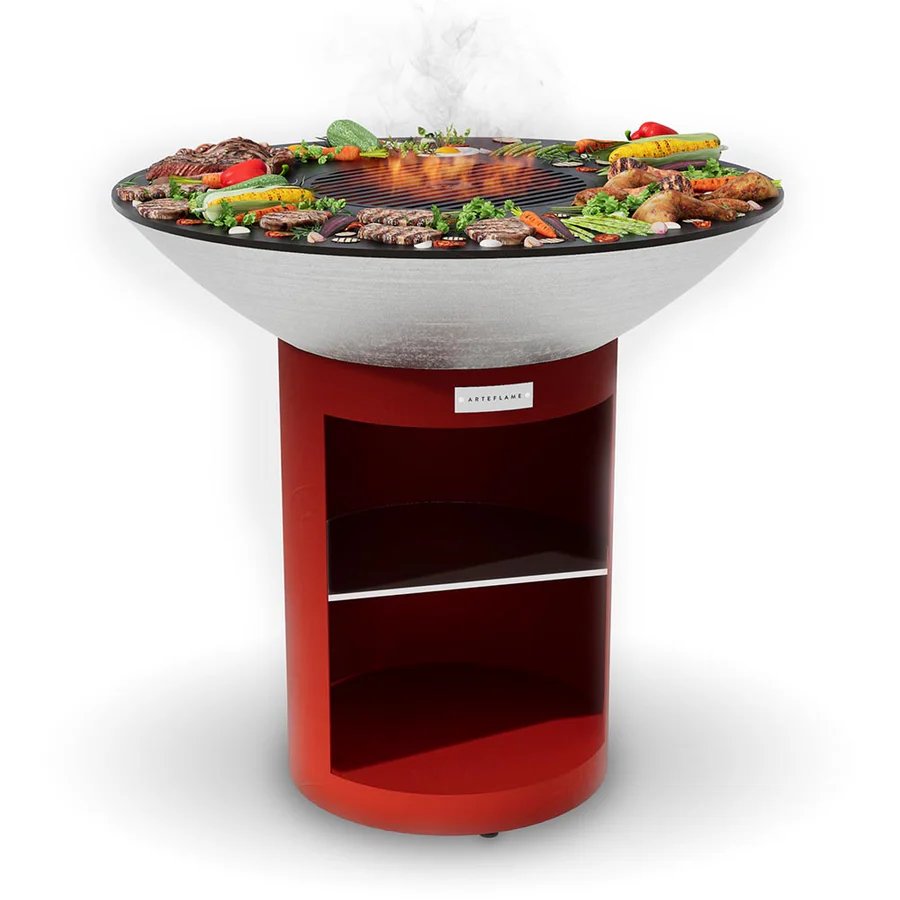 Arteflame XXL 40" Platinum Edition Grill - Classic Storage Base Red