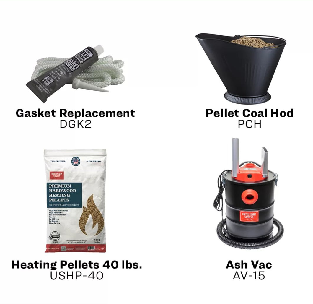 King KP5517-W Pellet Stove 90 lb. Hopper (2,200 Sq. Ft.) - accessories