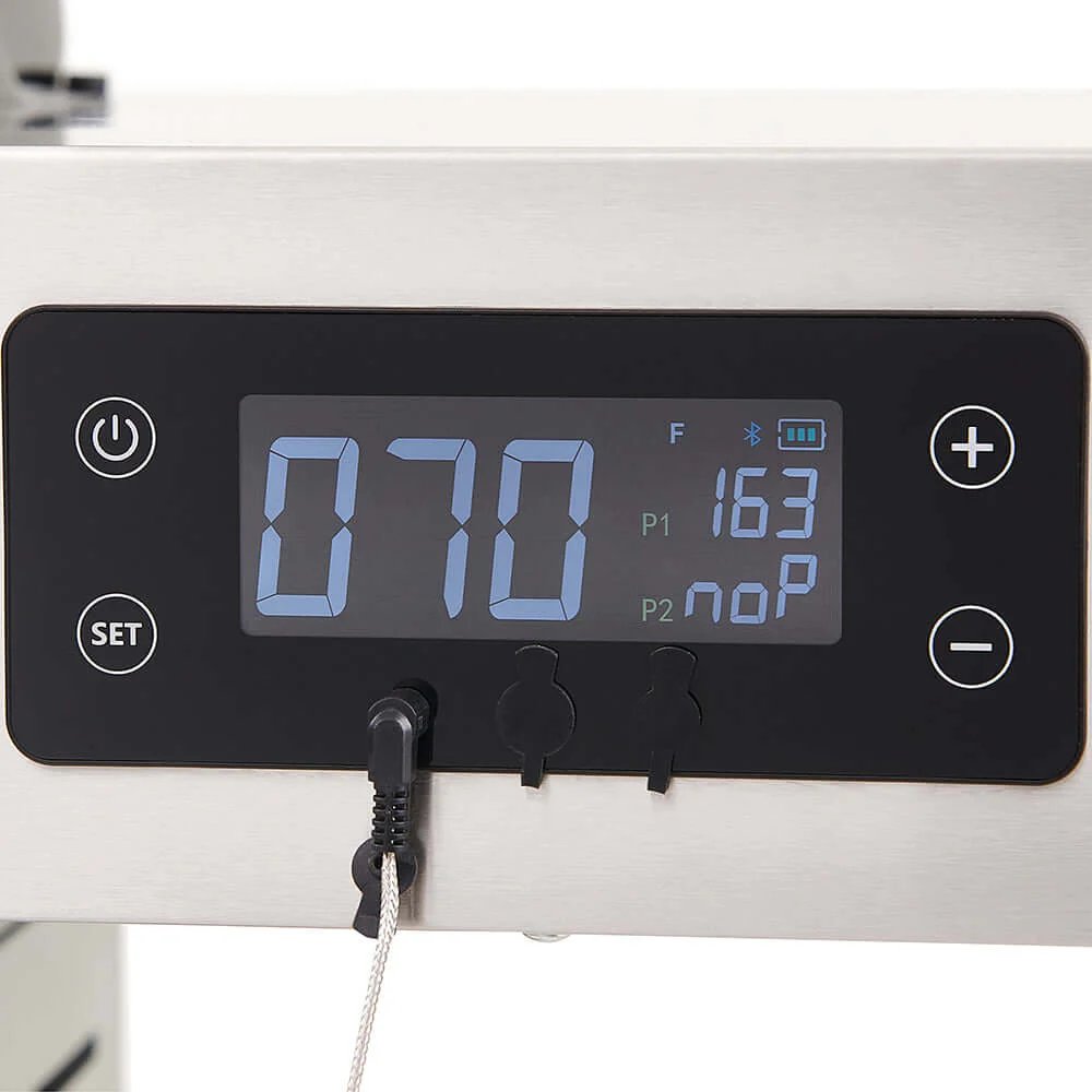 Digital control panel with temperature display on a Monument Grills Denali 405