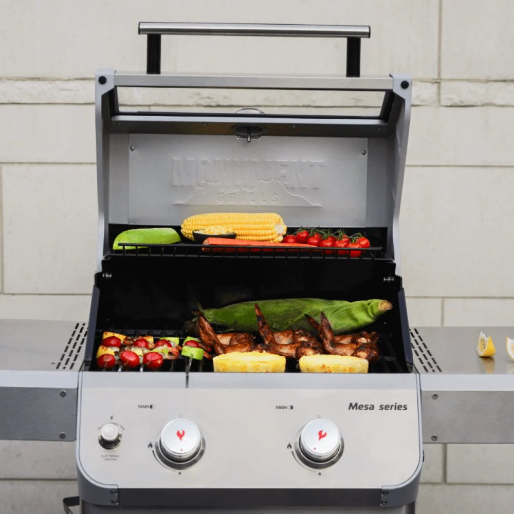 Monument Grills Mesa 200S with vegetables being cooked