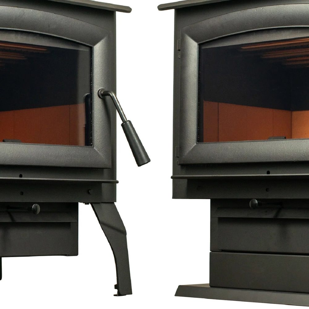 US Stove US1100E-L 1,200 Sq. Ft. Wood Stove with Legs - black wood stoves with glass doors