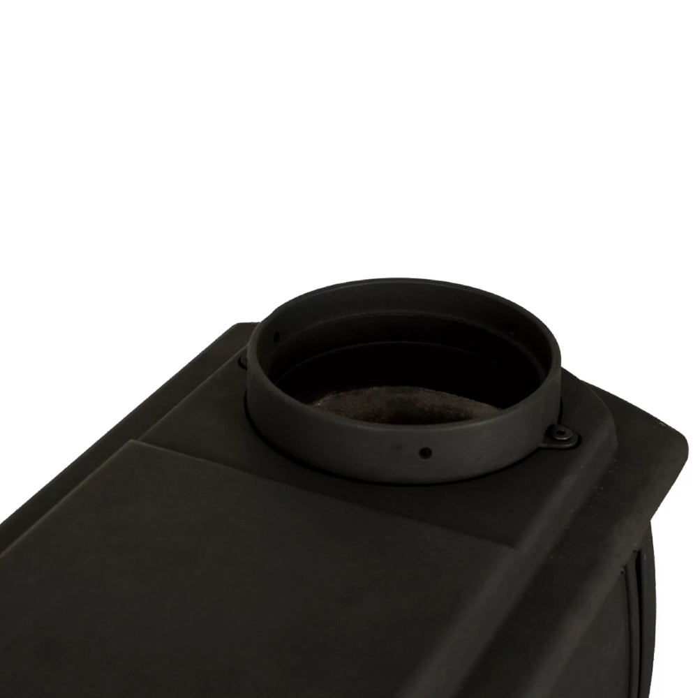 US Stove US1261E 900 sq. ft. Cast Iron Log Wood Stove - Black plastic component with circular opening