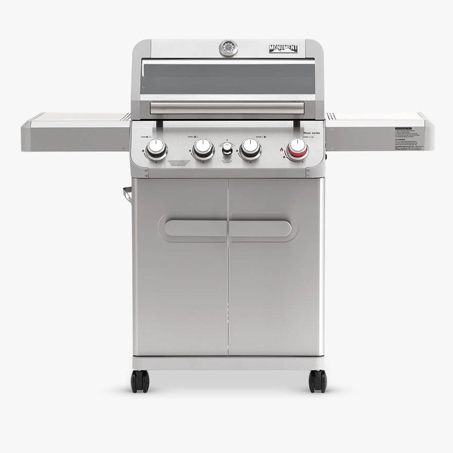 Monument Grills Mesa 410MBZ stainless propane gas grill with 39,000 BTU Broil Zone and 570 sq in cooking area