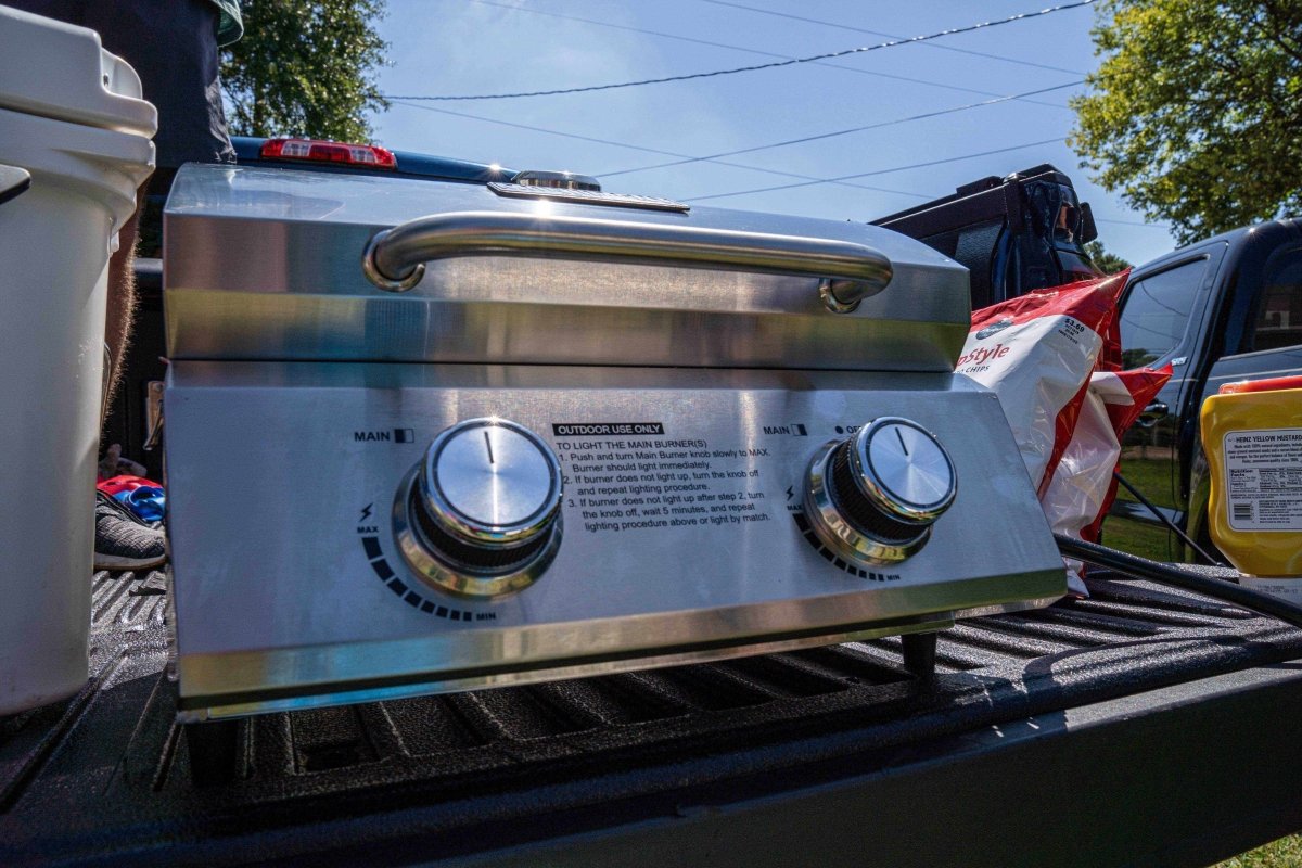 Monument Grills 13742 Stainless Tabletop Propane Gas Grill Portable 15,000 BTU 2-Burner BBQ – SKU 13742
