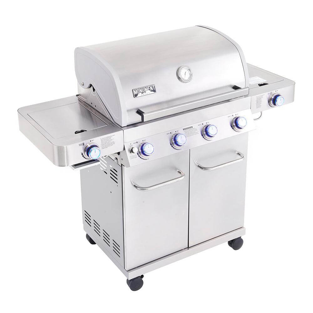 Monument Grills Stainless Infrared Propane Gas Grill 72,000 BTU 4-Burner Sear Grill – SKU 24367
