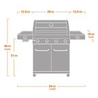 Monument Grills 35633B Matte Blue Infrared Propane Gas Grill – 72,000 BTU 4-Burner with Infrared Sear Side Burner (35633B)