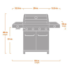 Monument Grills 35633B Matte Blue Infrared Propane Gas Grill – 72,000 BTU 4-Burner with Infrared Sear Side Burner (35633B)