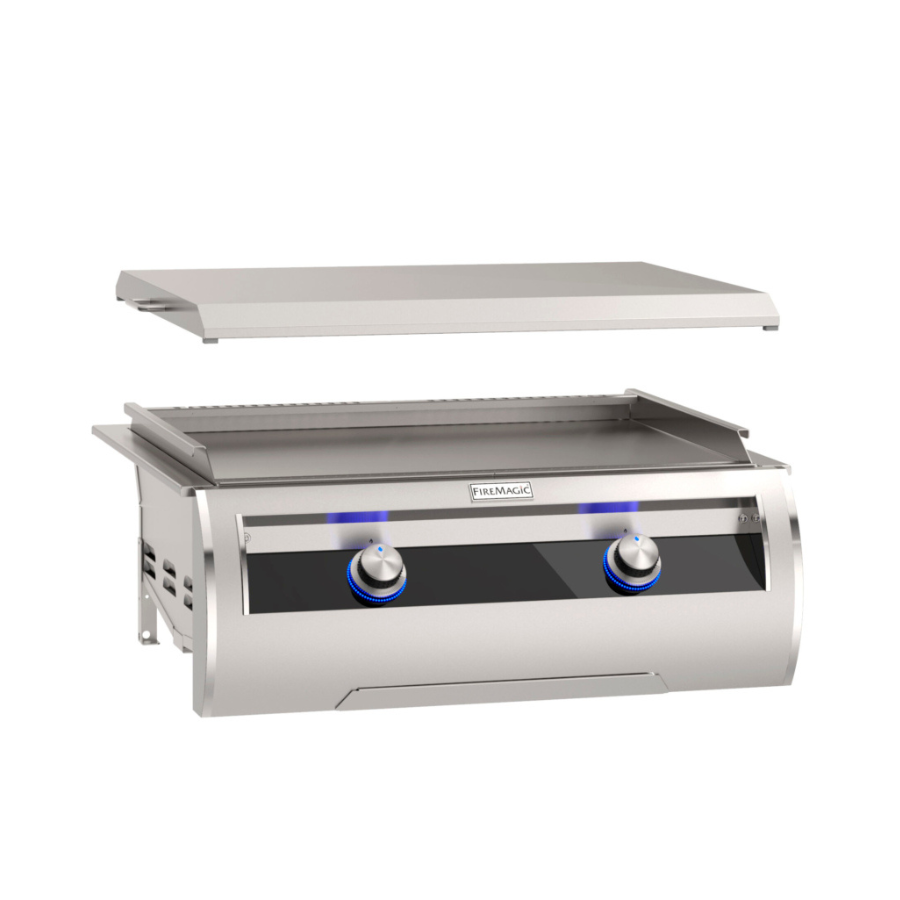 Fire Magic E660-1T4N 31 Inch Natural Gas Black Glass Gourmet Griddle with Stainless Steel Cover