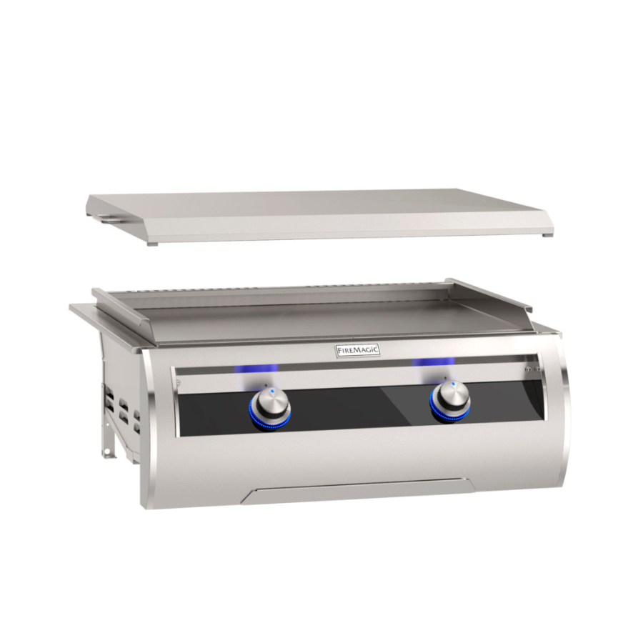 Fire Magic E660I-1T4P 31 Inch Propane Gas Black Glass Gourmet Griddle with Stainless Steel Cover