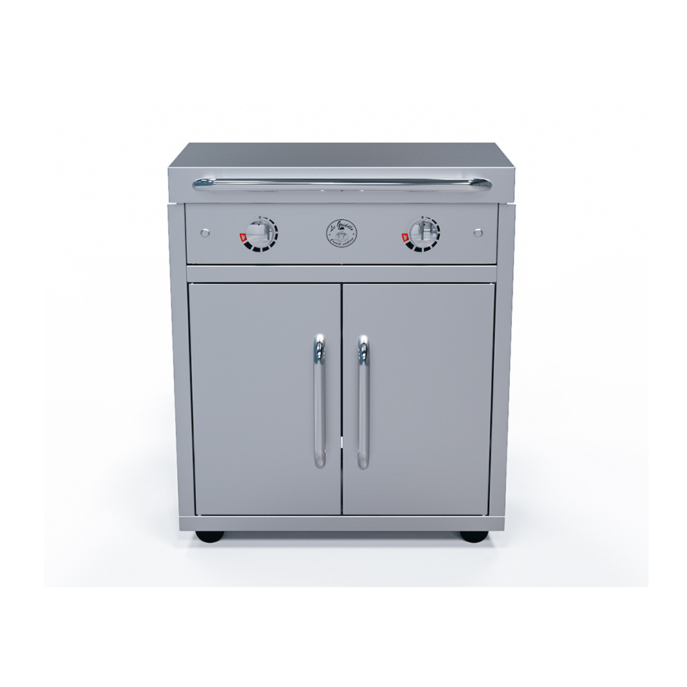 Le Griddle Portable Cart for the 75 Series Griddles – Stainless Steel Cart with Dual Folding Shelves