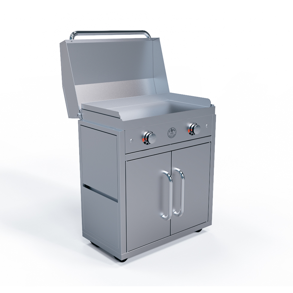 Le Griddle Portable Cart for the 75 Series Griddles – Stainless Steel Cart with Dual Folding Shelves