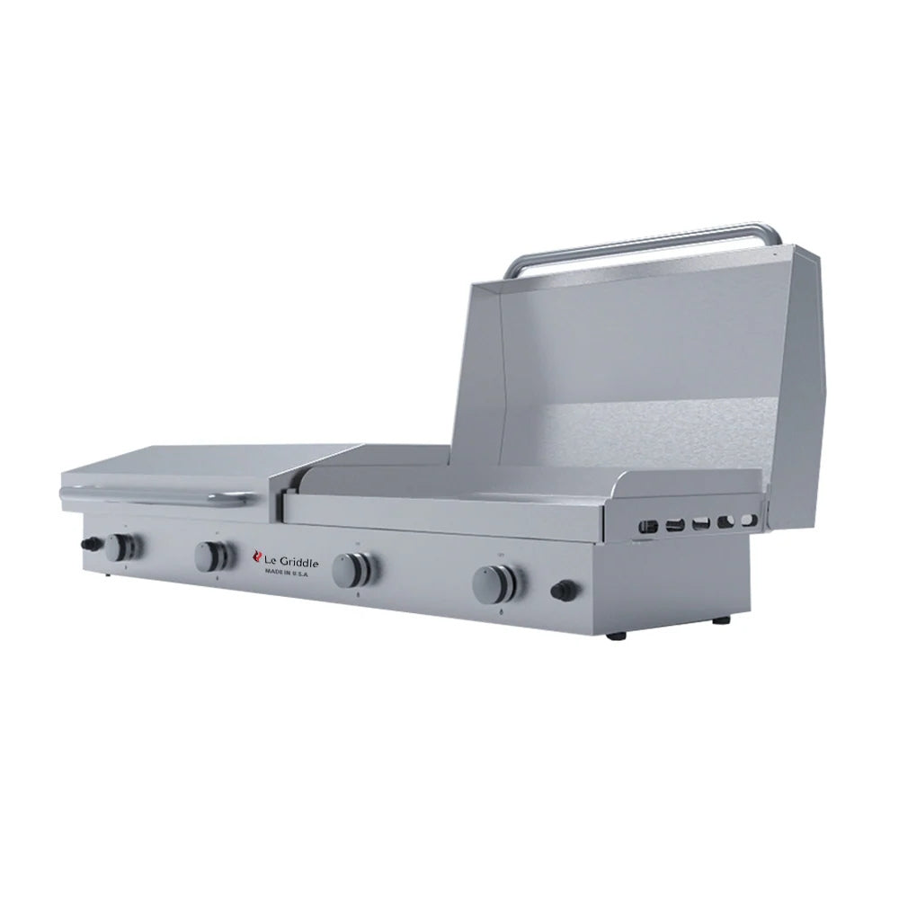 Le Griddle The Grand Texan Gas Griddle With Lid - GFE160 LK - Stainless steel griddle with control knobs