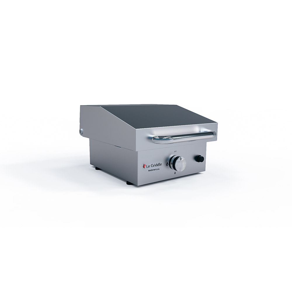Le Griddle The Wee Gas Griddle With Lid - GFE40 LK - Stainless steel grill with control knobs