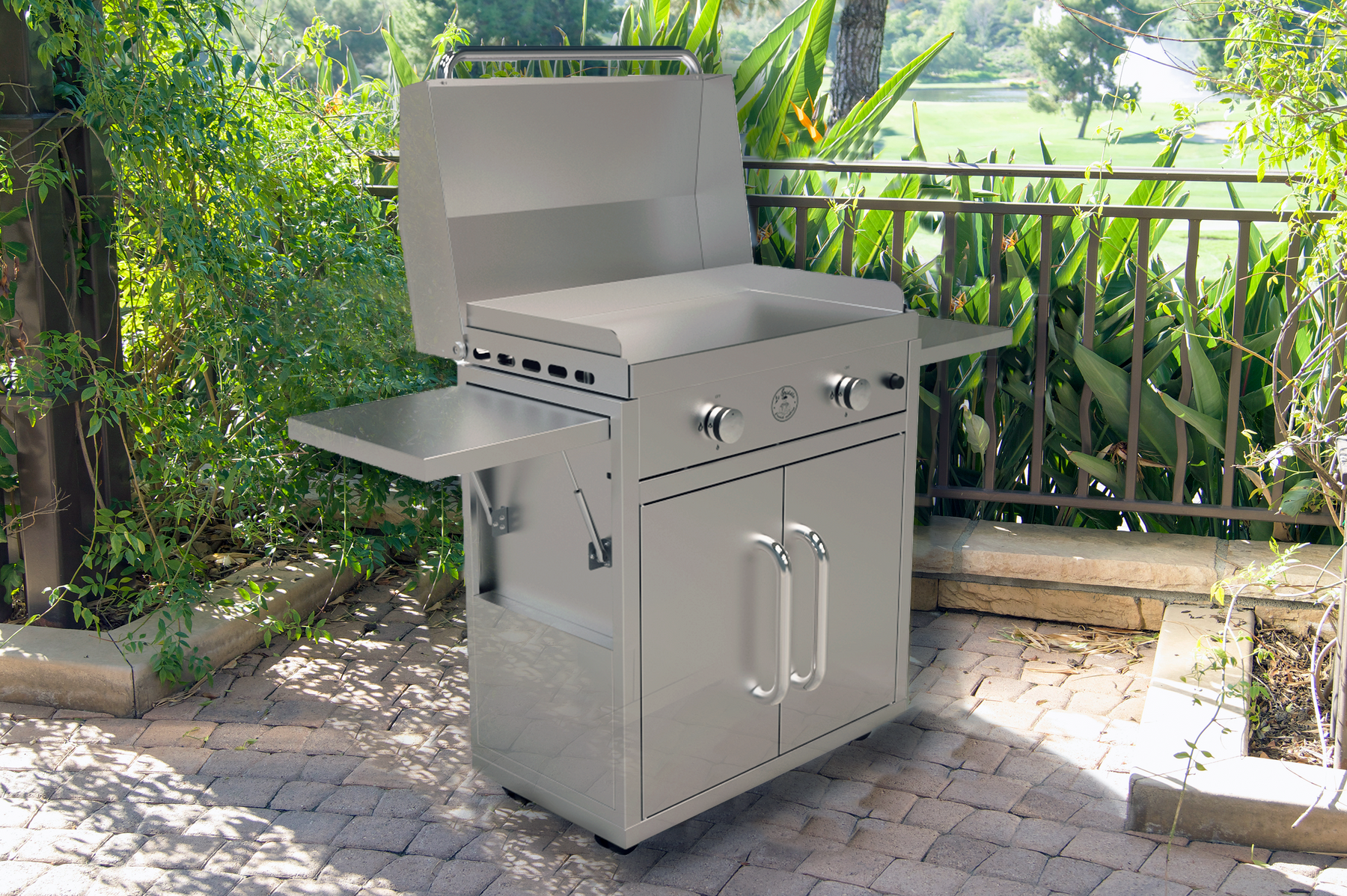 Le Griddle Portable Cart for the 75 Series Griddles – Stainless Steel Cart with Dual Folding Shelves