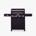 Black grill with digital display on a white background