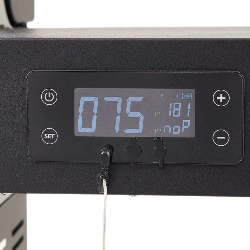Digital display with control buttons on a black background