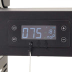 Digital display with control buttons on a black background