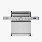 Stainless steel grill with digital display on a white background