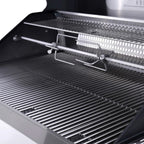 Close-up of a grill with a metal rack inside