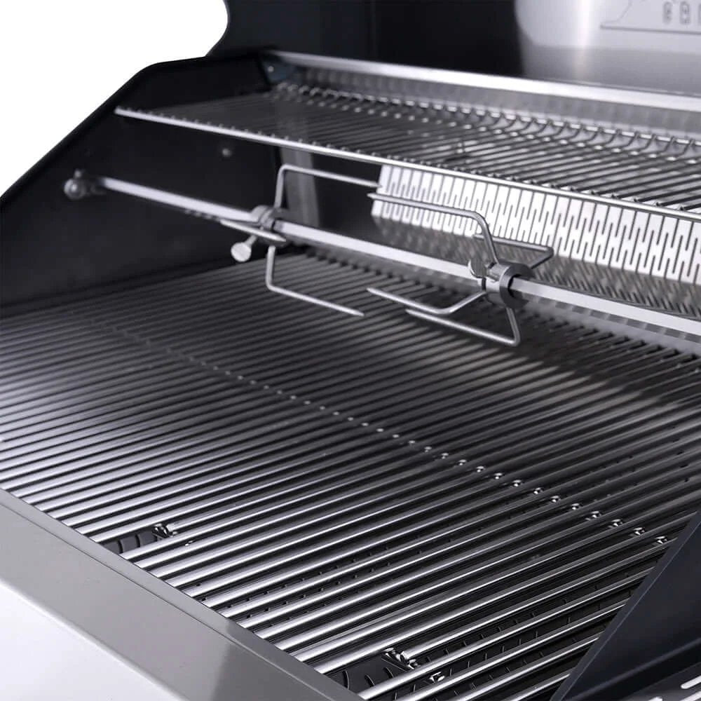 Close-up of a grill with a metal rack inside