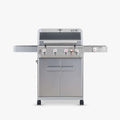 Stainless steel barbecue grill on a white background