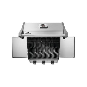 Napoleon Rogue 425 3-Burner Natural Gas Grill 42,000 BTU Stainless Steel BBQ with Cast Iron Grates & Folding Shelves R425NSS-2