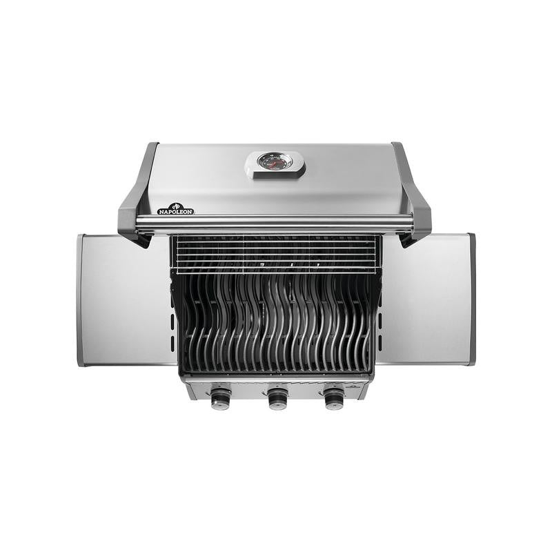 Napoleon Rogue 425 3-Burner Natural Gas Grill 42,000 BTU Stainless Steel BBQ with Cast Iron Grates & Folding Shelves R425NSS-2