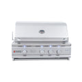 Stainless steel grill with rcs brand logo on a white background