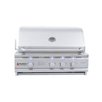 Stainless steel grill with rcs brand logo on a white background