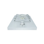 Stainless steel gas stove burner on a white background