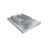 Stainless steel gas cooktop on a white background