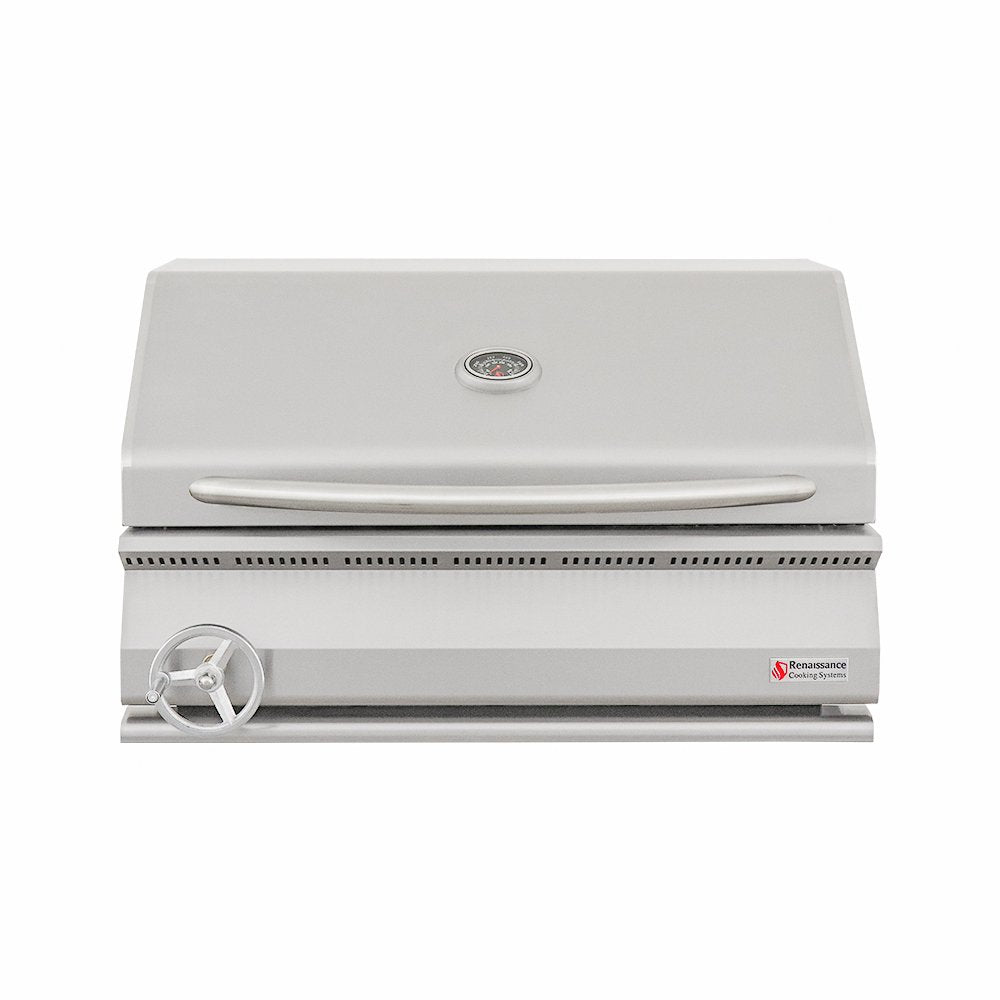 White barbecue grill with brand logo on a white background