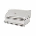 Stainless steel grill on a white background