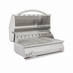 Stainless steel grill on a white background