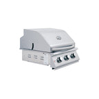 Stainless steel grill on a white background