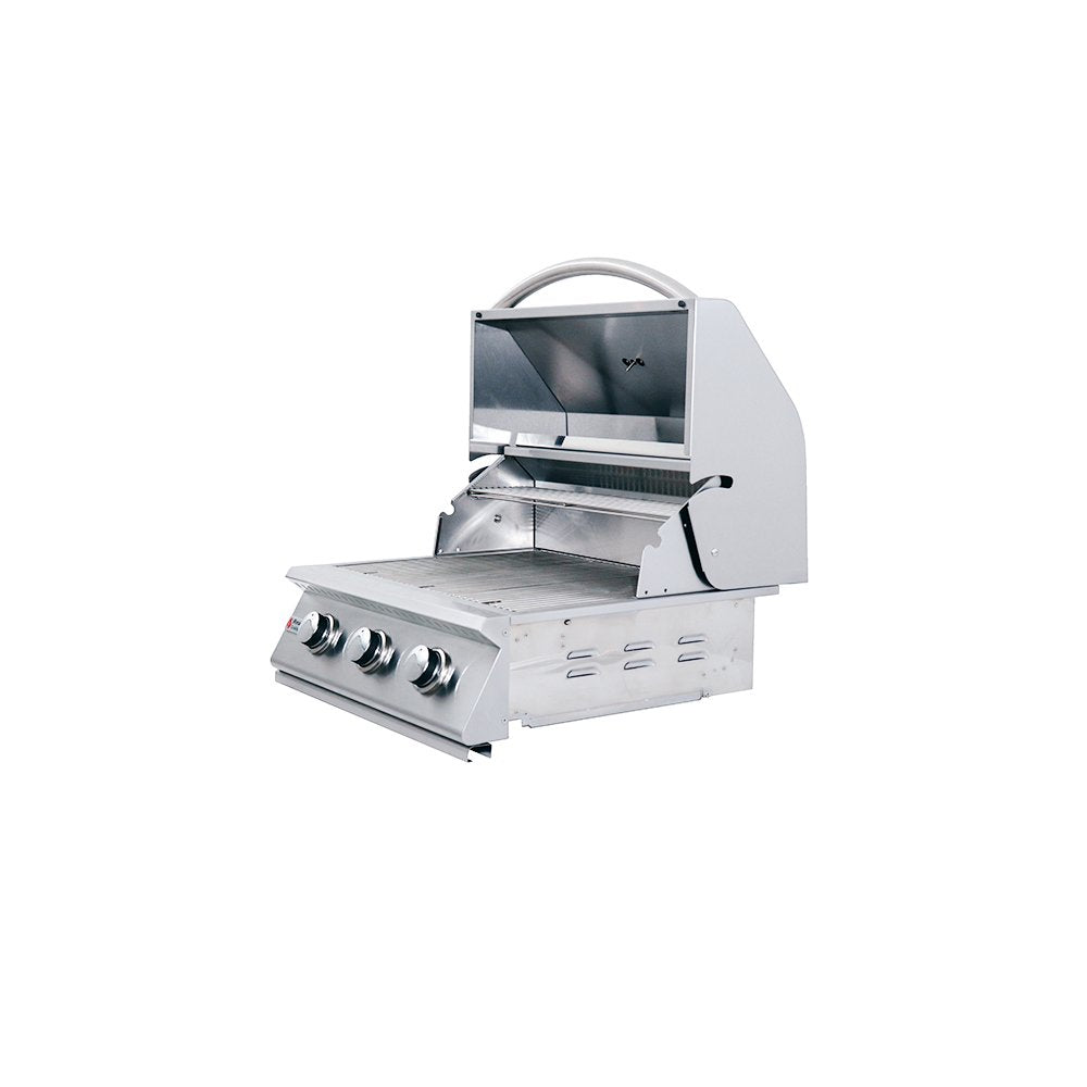 Stainless steel grill on a white background