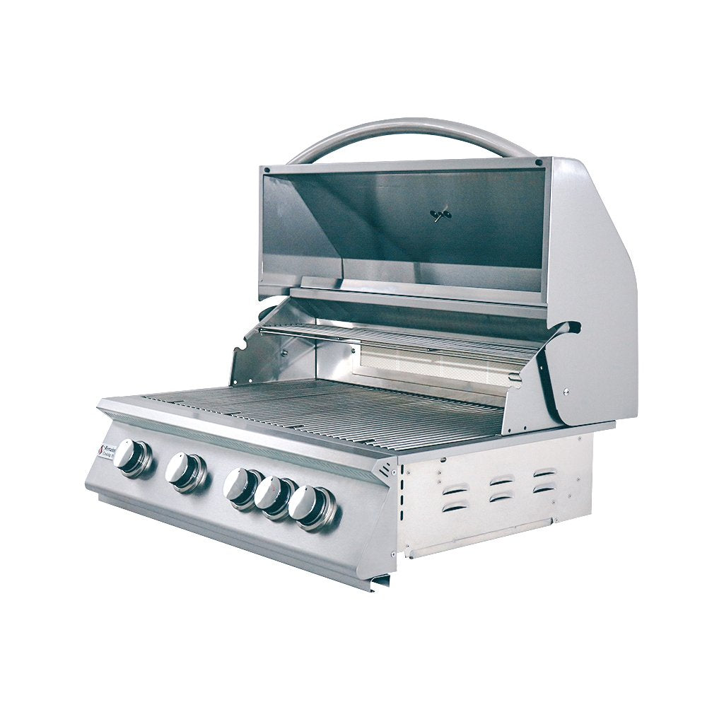Stainless steel grill on a white background
