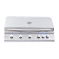 White grill with control knobs on a white background