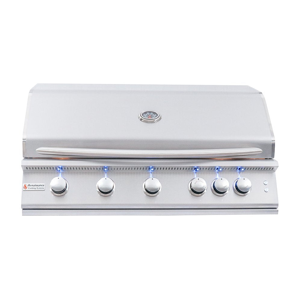 White grill with control knobs on a white background