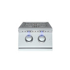 Stainless steel Side Burner with two knobs on a white background