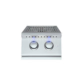 Stainless steel Side Burner with two knobs on a white background