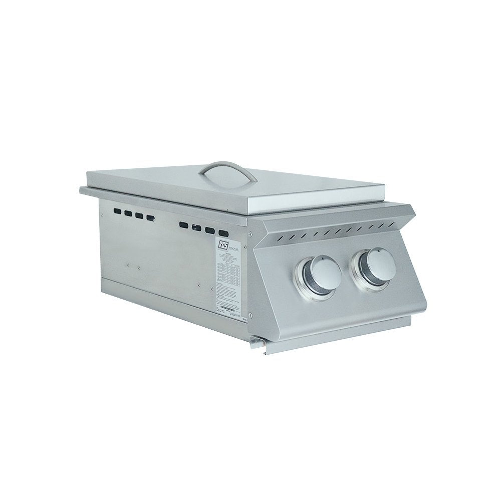 Stainless steel outdoor Side Burner on a white background
