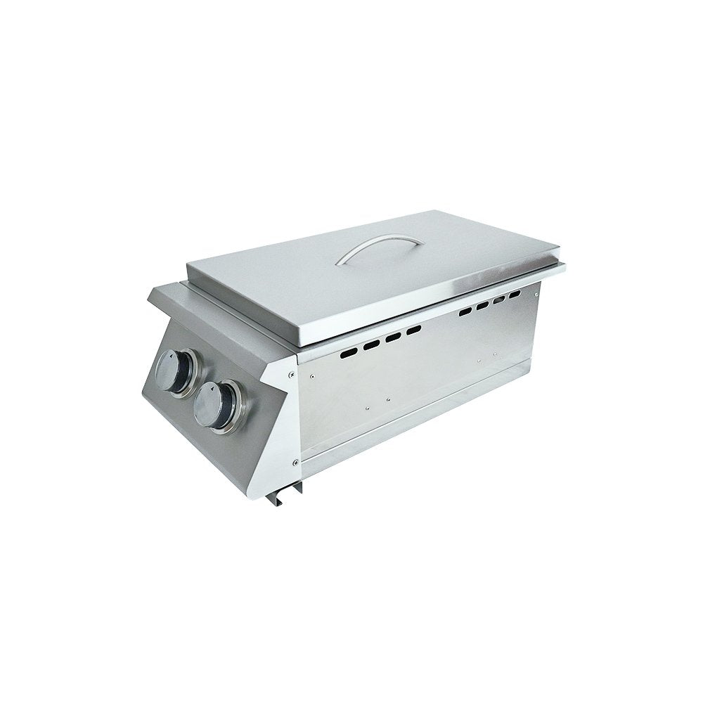 Stainless steel outdoor Side Burner on a white background