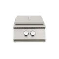 Stainless steel Burner with two control knobs on a white background