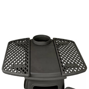 US Stove US1261E 900 sq. ft. Cast Iron Log Wood Stove - Black plastic stand with lattice design 
