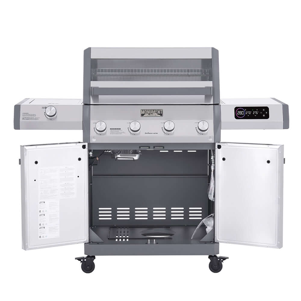 Monument Grills Eminence 405 Smart Stainless Steel Gas Grill with ClearView Lid & Bluetooth App - E405