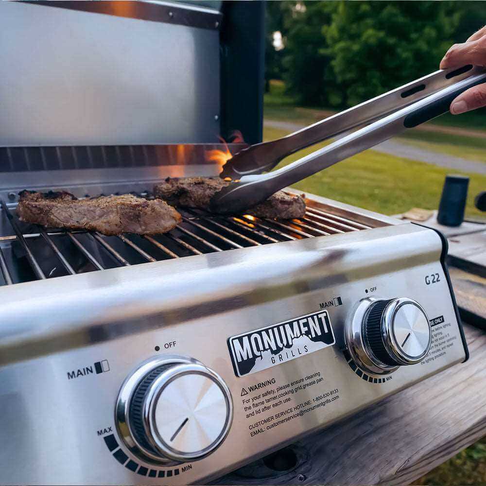 Monument Grills G22 Tabletop Propane Gas Grill Stainless Steel Portable Cooking Grill 15,000 BTU SKU G22