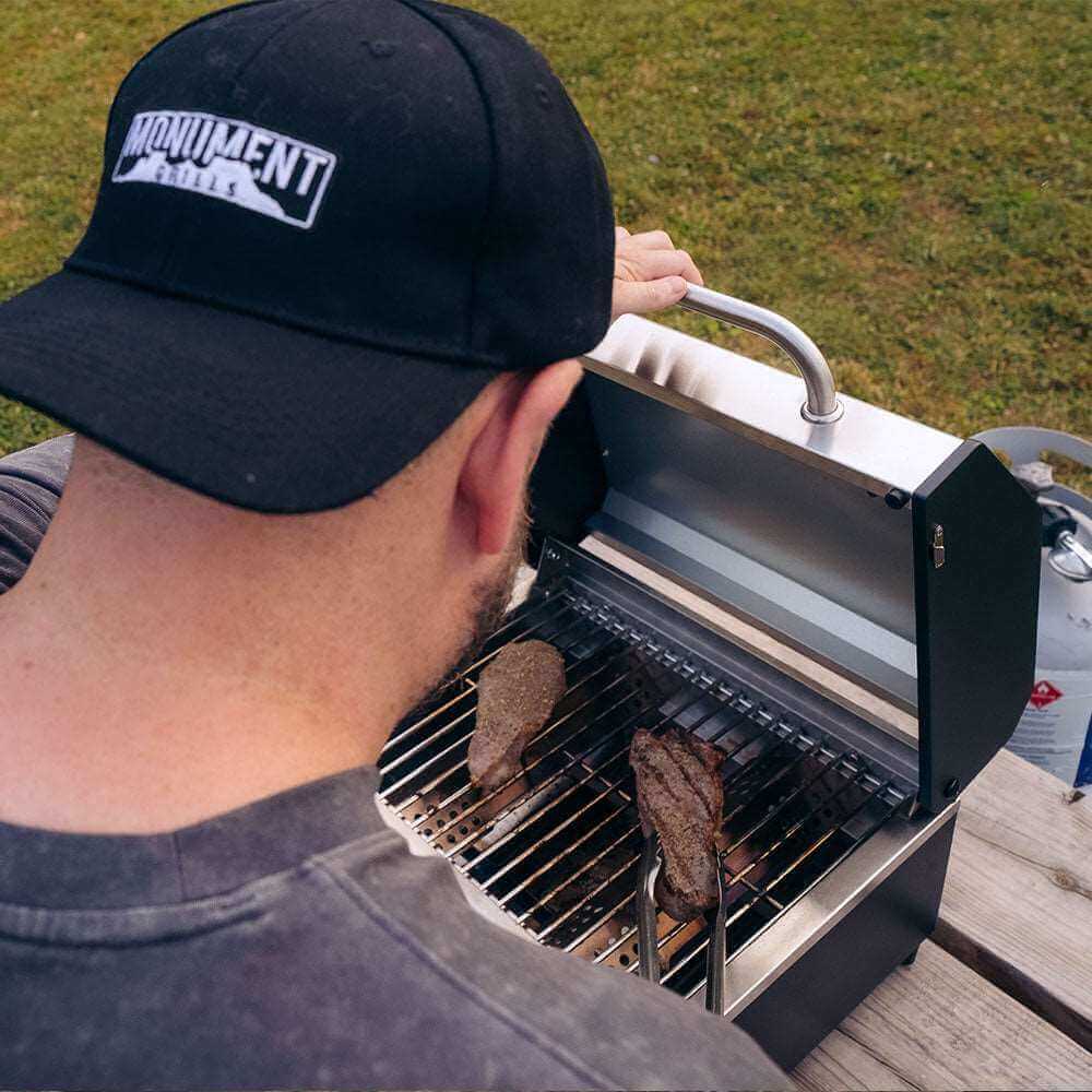 Monument Grills G22 Tabletop Propane Gas Grill Stainless Steel Portable Cooking Grill 15,000 BTU SKU G22