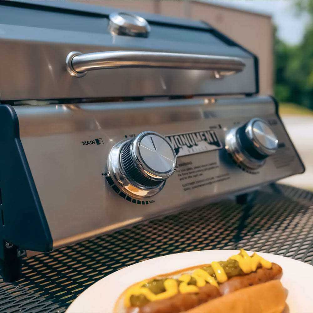 Monument Grills G22 Tabletop Propane Gas Grill Stainless Steel Portable Cooking Grill 15,000 BTU SKU G22