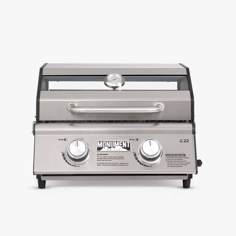Monument Grills G22 Tabletop Propane Gas Grill Stainless Steel Portable Cooking Grill 15,000 BTU SKU G22